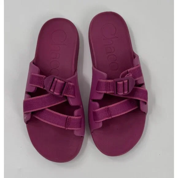 Chaco Kids Chillos Outskirt Fuchsia Slide Sandals K5 Durable Rubber Sole Casual - Picture 3 of 10